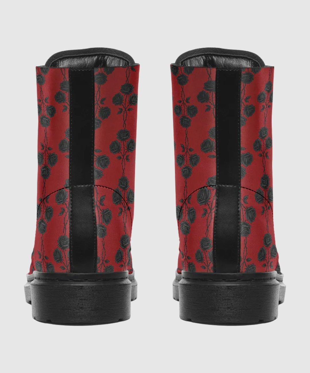 Black and Red Gothic Roses Boots - The Pagan Grimoire