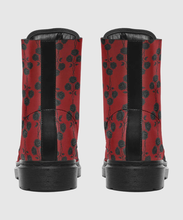 Black and Red Gothic Roses Boots - The Pagan Grimoire