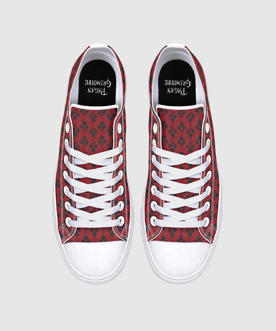 Red and Black Gothic Roses Low Tops - The Pagan Grimoire
