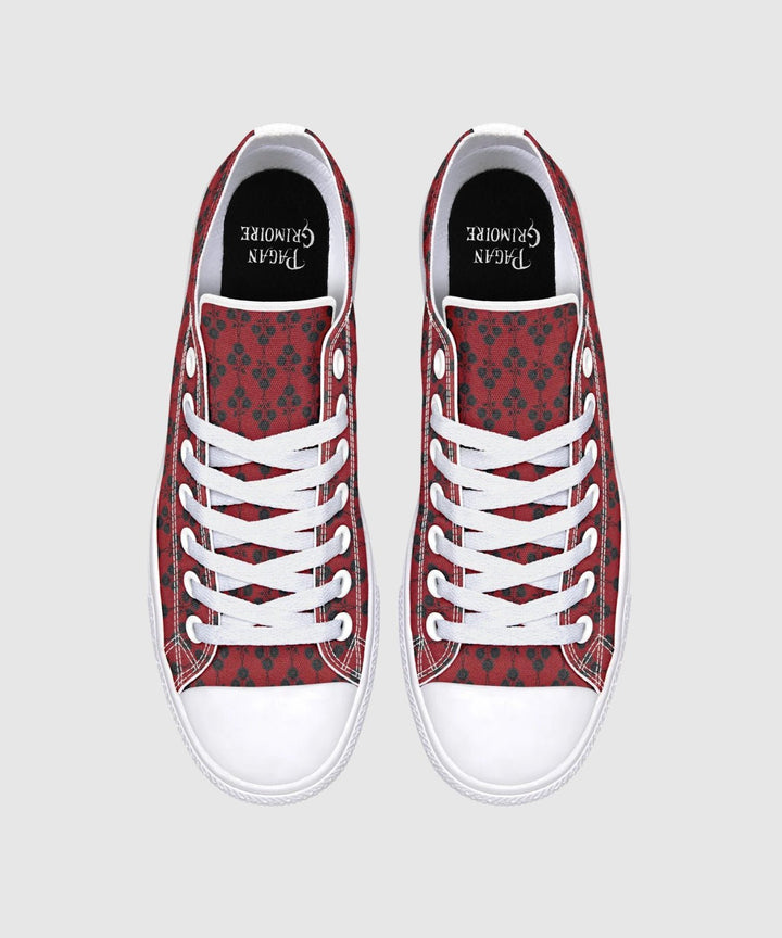 Red and Black Gothic Roses Low Tops - The Pagan Grimoire