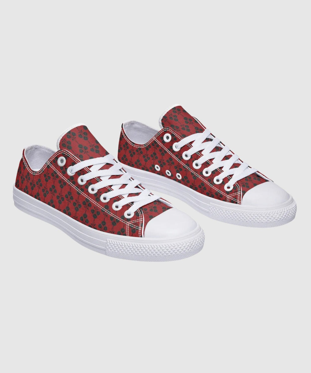 Red and Black Gothic Roses Low Tops - The Pagan Grimoire