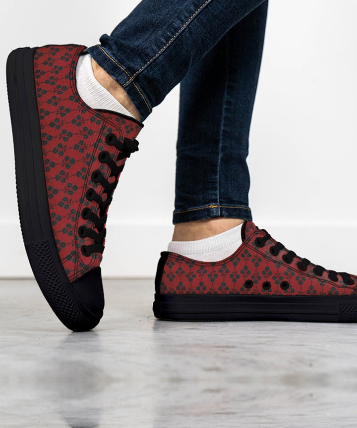 Red and Black Gothic Roses Low Tops - The Pagan Grimoire