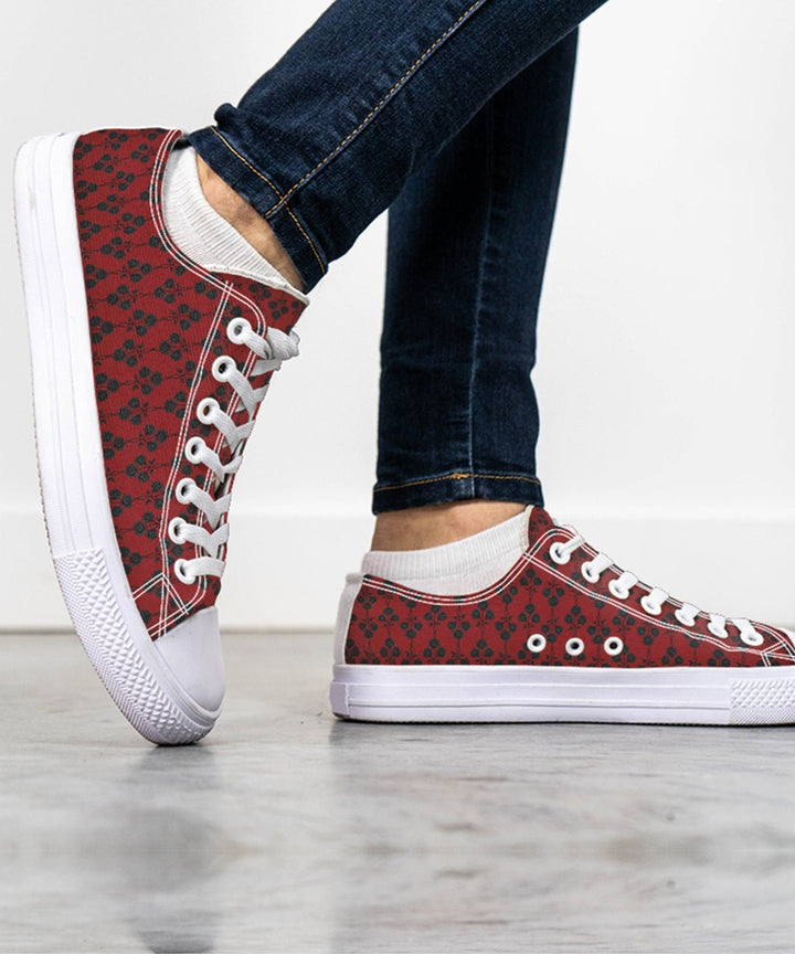 Red and Black Gothic Roses Low Tops - The Pagan Grimoire