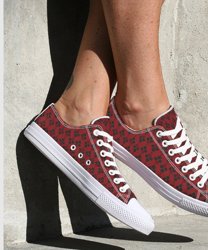 Red and Black Gothic Roses Low Tops - The Pagan Grimoire
