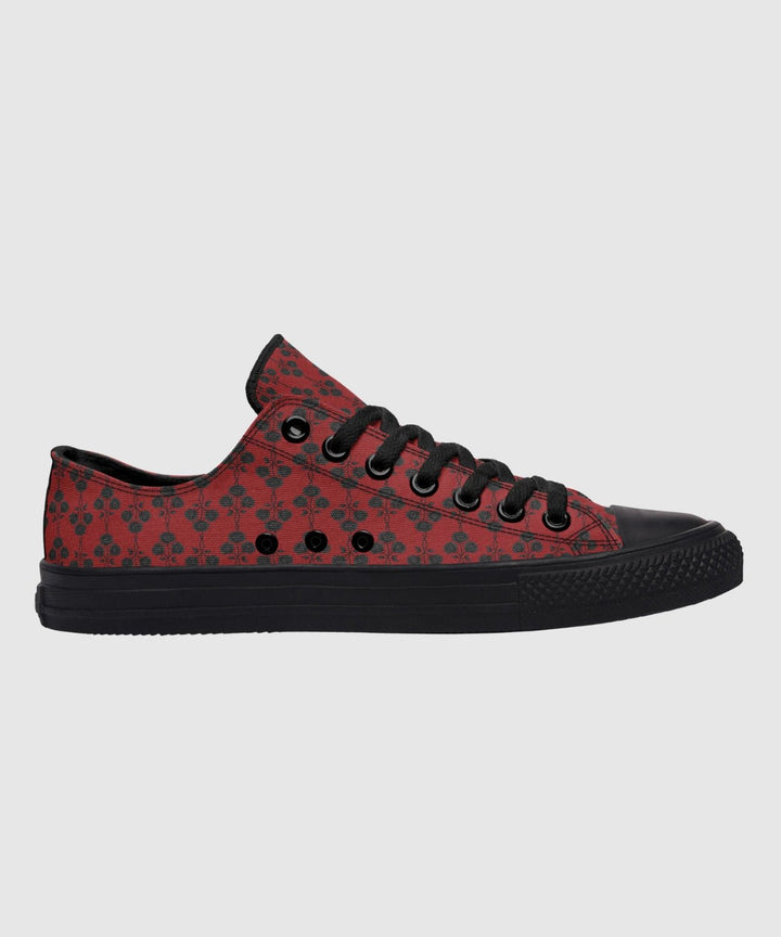 Red and Black Gothic Roses Low Tops - The Pagan Grimoire