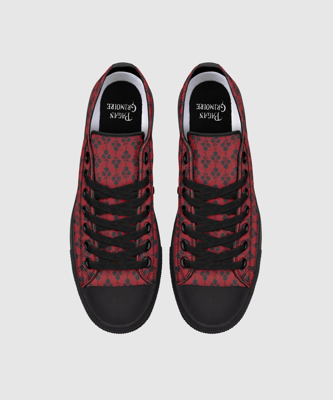 Red and Black Gothic Roses Low Tops - The Pagan Grimoire