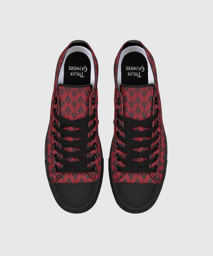 Red and Black Gothic Roses Low Tops - The Pagan Grimoire