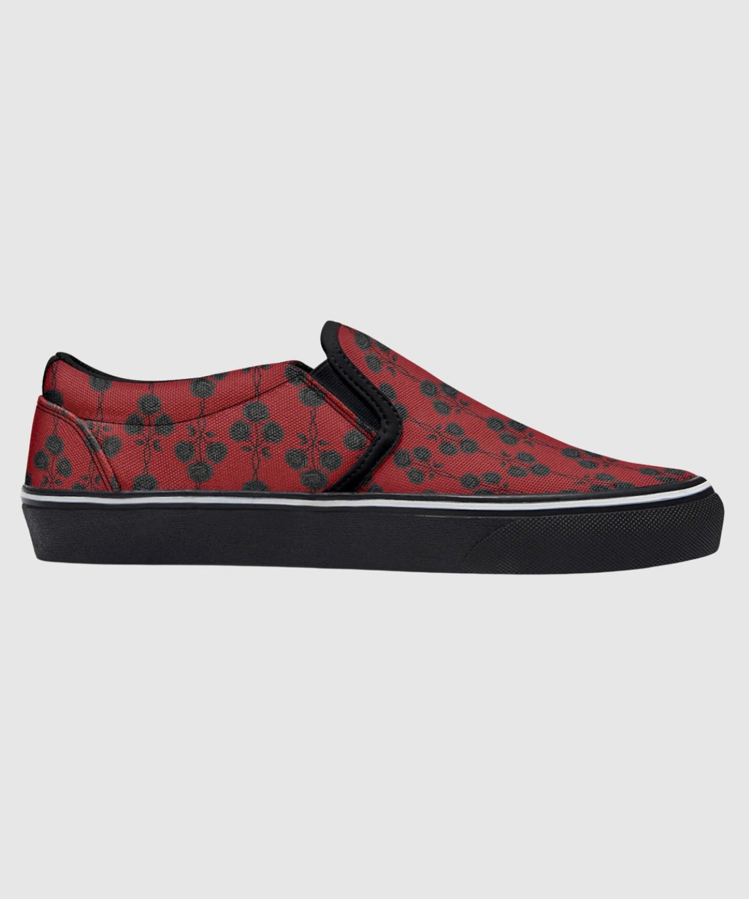 Red and Black Gothic Roses Slip On Sneakers - The Pagan Grimoire