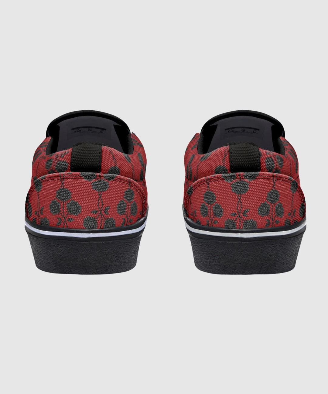Red and Black Gothic Roses Slip On Sneakers - The Pagan Grimoire