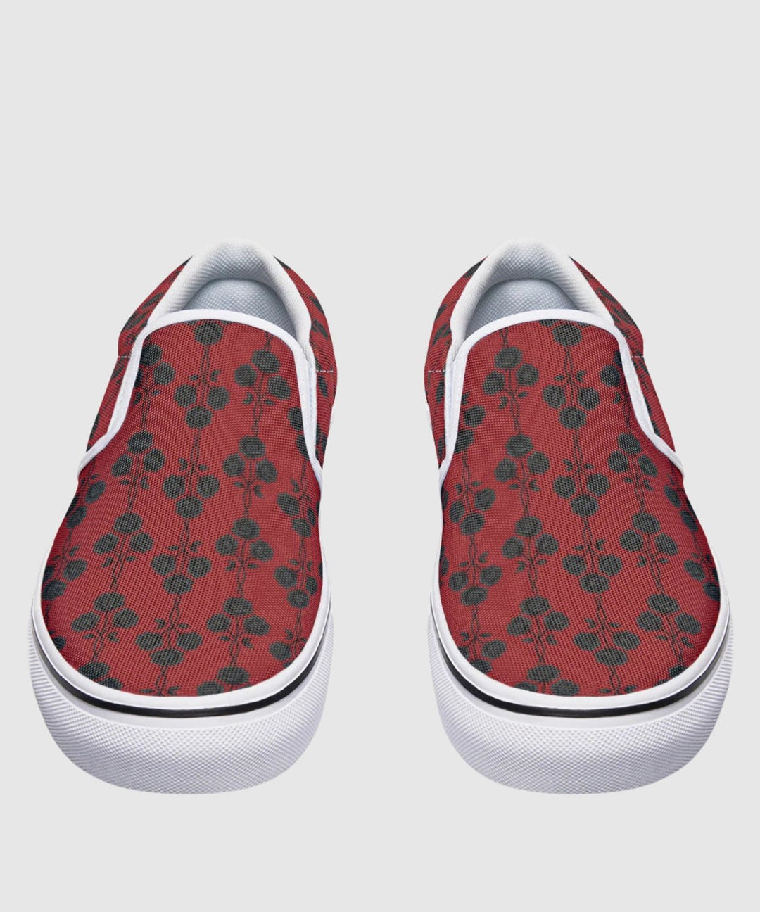 Red and Black Gothic Roses Slip On Sneakers - The Pagan Grimoire