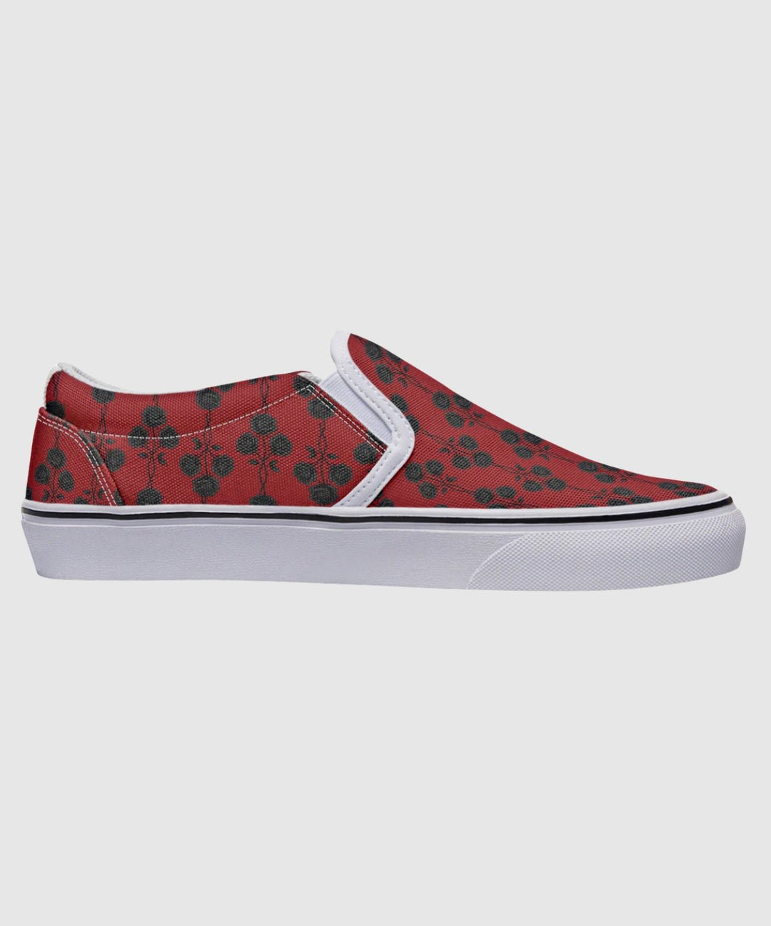 Red and Black Gothic Roses Slip On Sneakers - The Pagan Grimoire