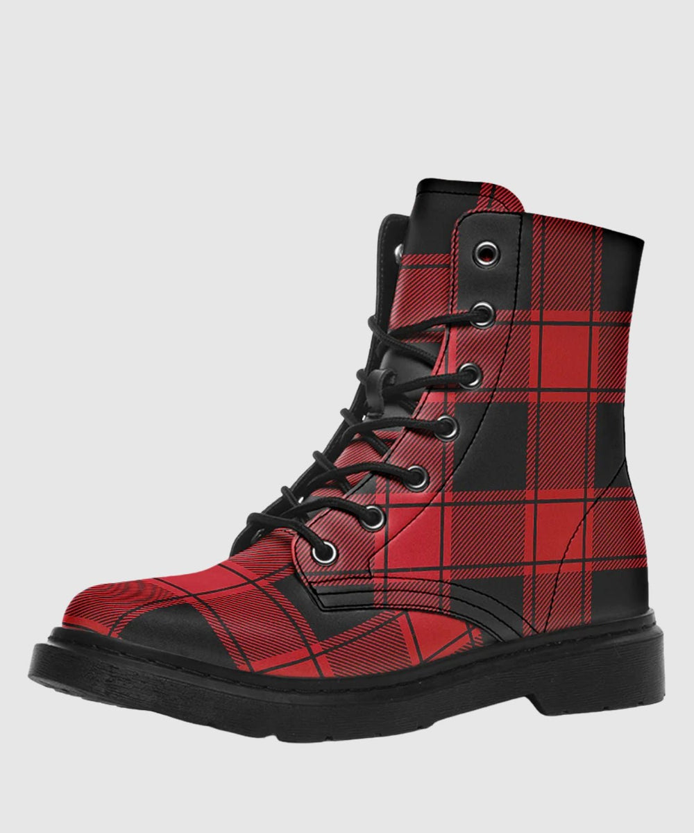 Black and Red Plaid Boots - The Pagan Grimoire