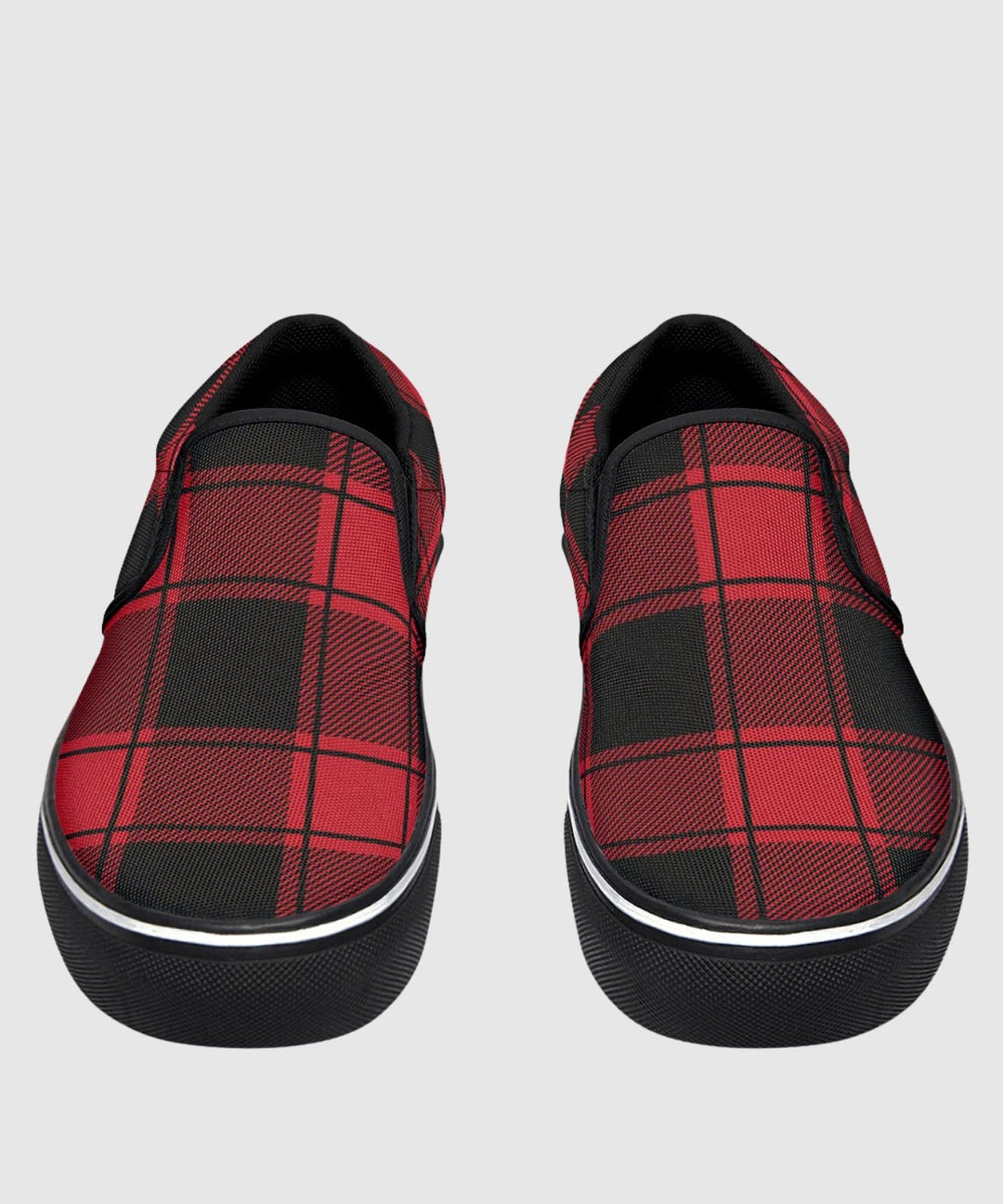 Red and Black Plaid Slip Ons - The Pagan Grimoire