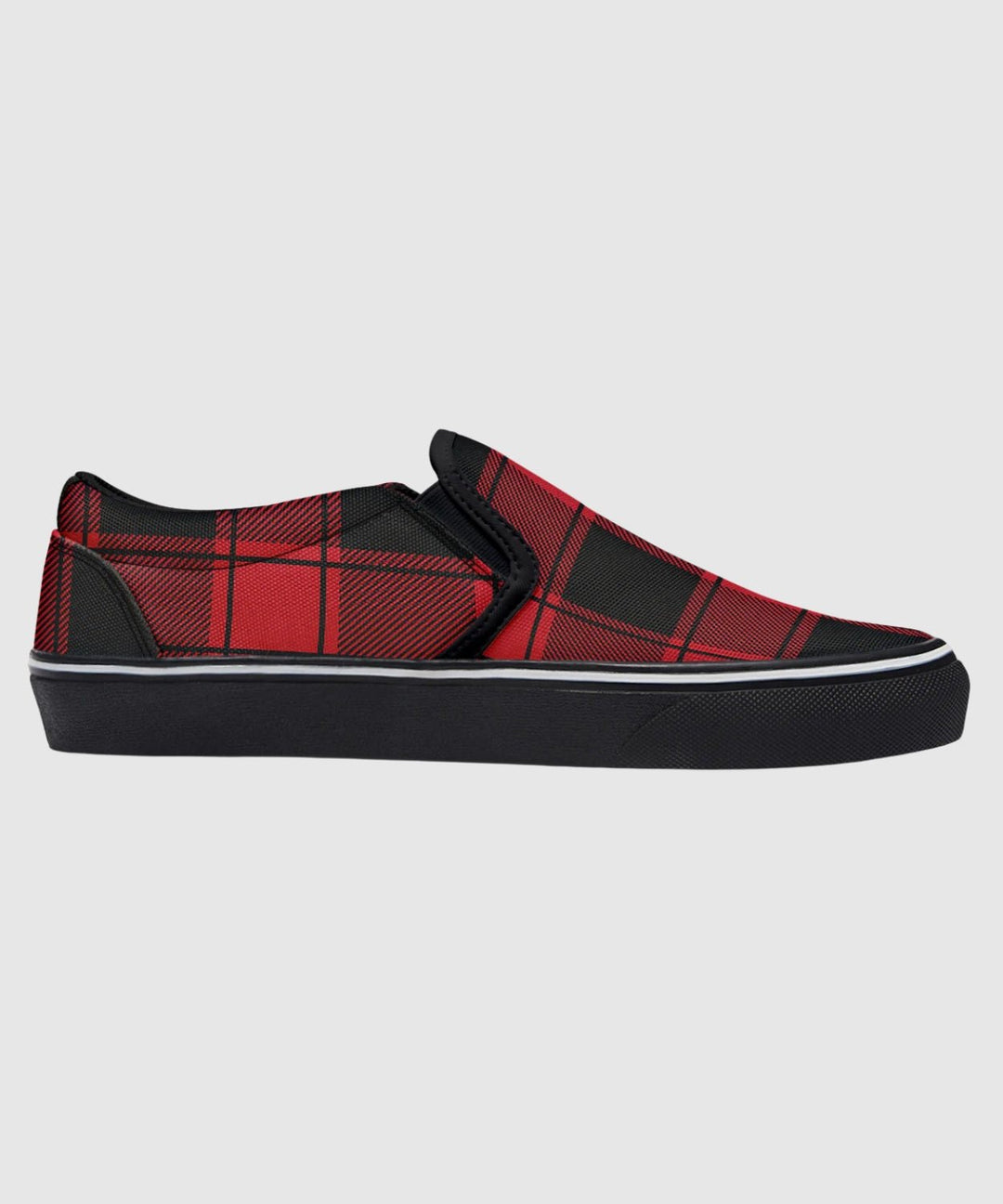 Red and Black Plaid Slip Ons - The Pagan Grimoire