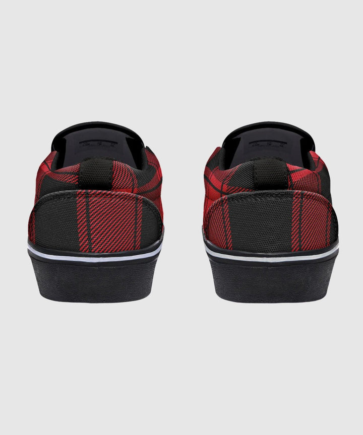 Red and Black Plaid Slip Ons - The Pagan Grimoire