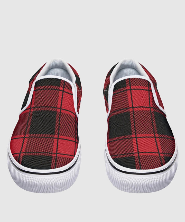 Red and Black Plaid Slip Ons - The Pagan Grimoire