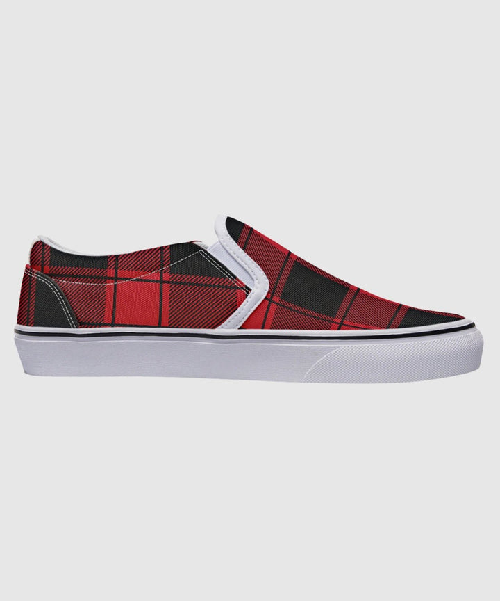 Red and Black Plaid Slip Ons - The Pagan Grimoire