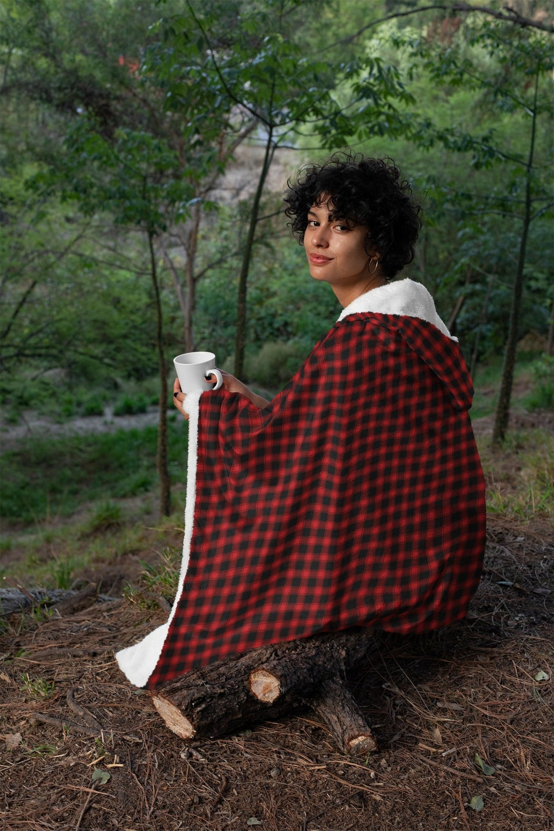Red and Black Plaid Hooded Blanket - The Pagan Grimoire