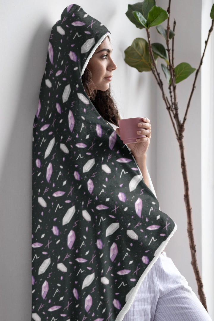 Rune Magic Hooded Blanket - The Pagan Grimoire