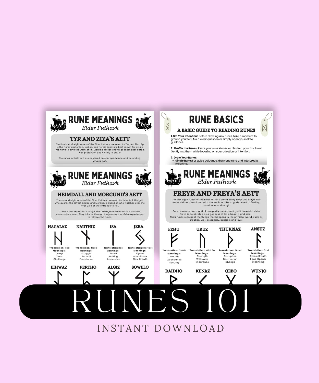 Elder Futhark Runes Cheat Sheet – Printable Rune Meanings Quick ...