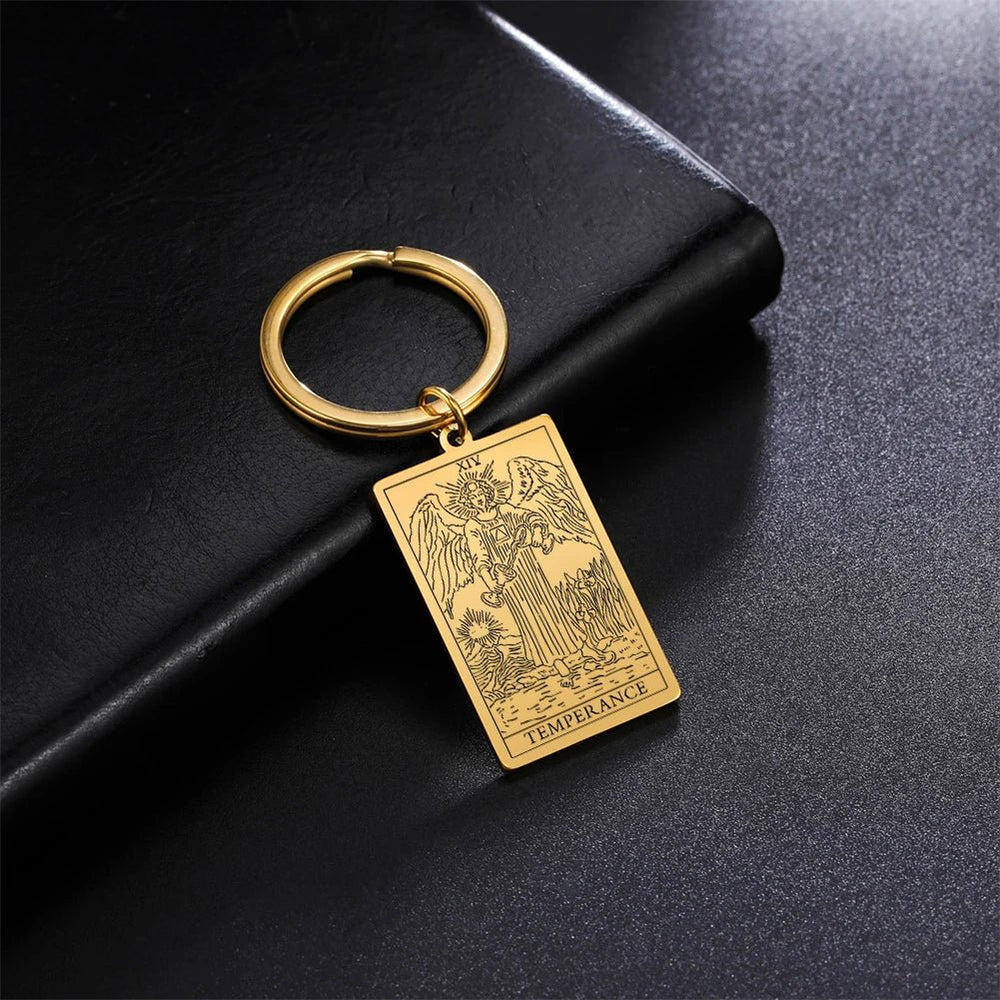 Gold Tarot Card Keychain - The Pagan Grimoire
