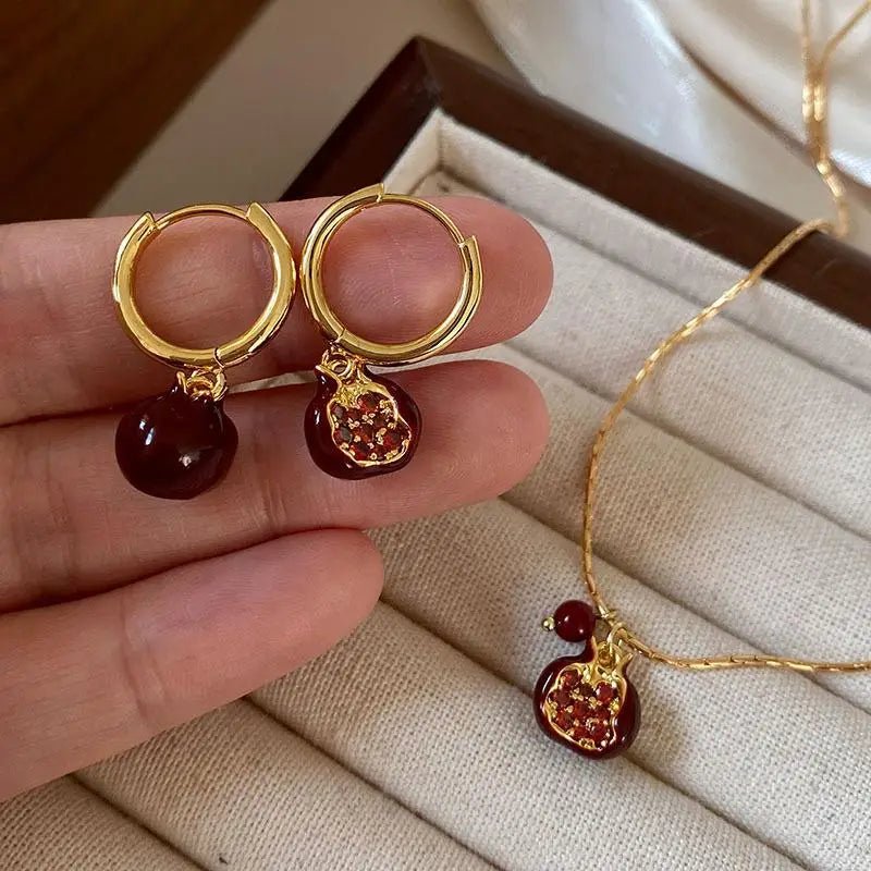 Pomegranate Drop Earrings - The Pagan Grimoire
