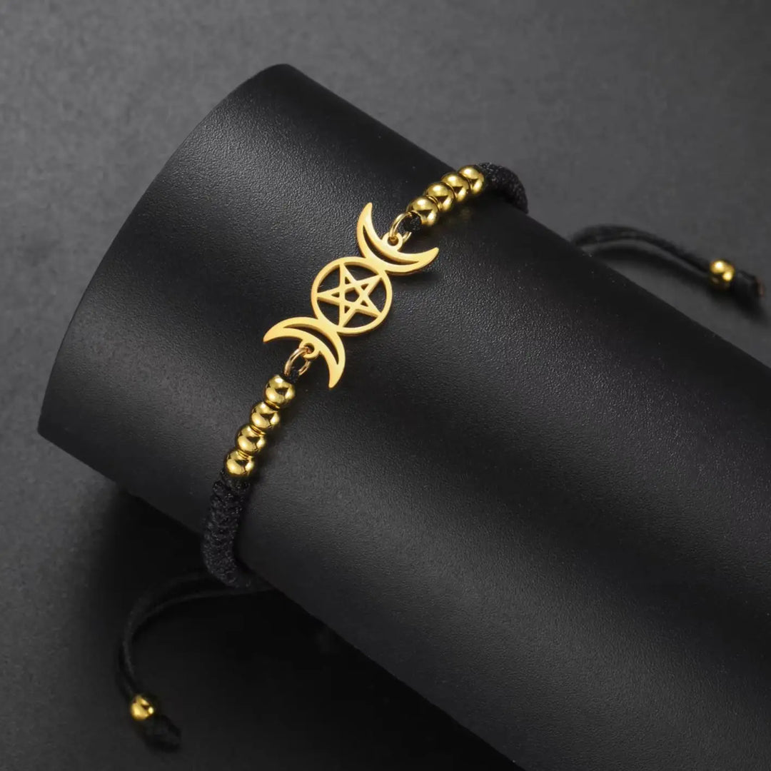 Triple Moon Pentacle Bracelet - The Pagan Grimoire