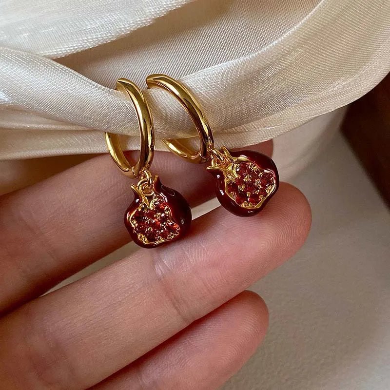Pomegranate Drop Earrings - The Pagan Grimoire