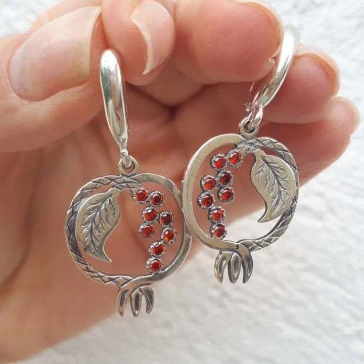 Pomegranate Crystal Drop Earrings - The Pagan Grimoire