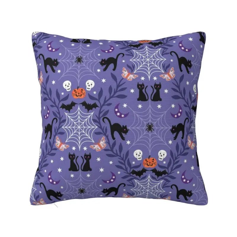 Black Cats and Spiderwebs Halloween Pillow Cover - The Pagan Grimoire