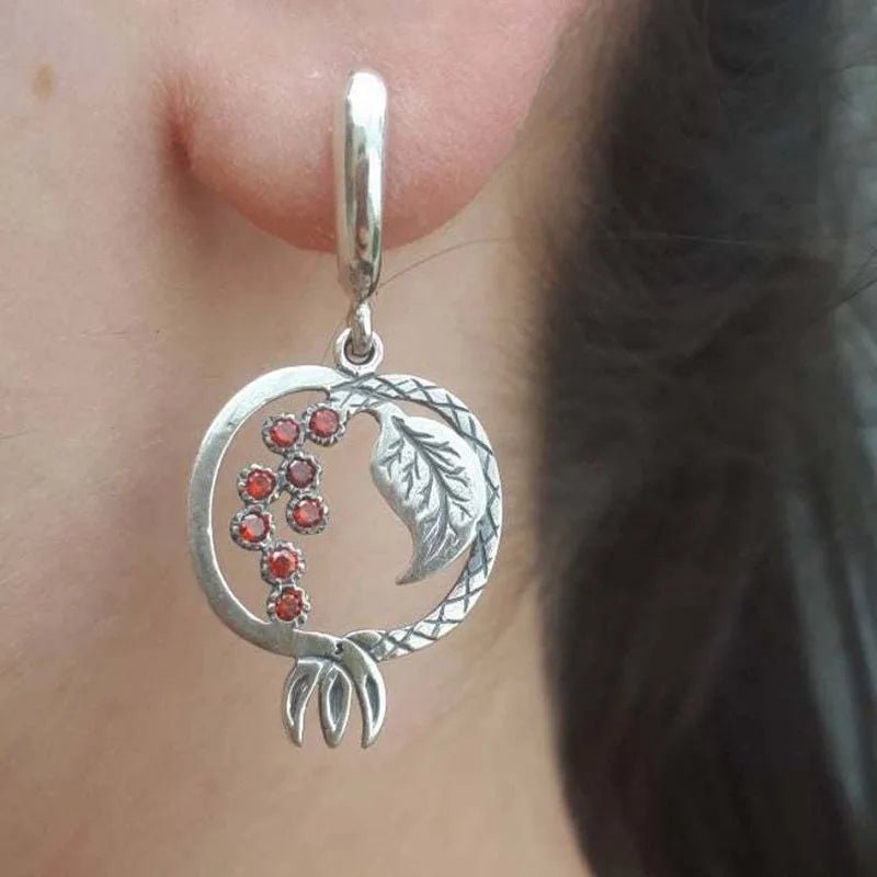 Pomegranate Crystal Drop Earrings - The Pagan Grimoire