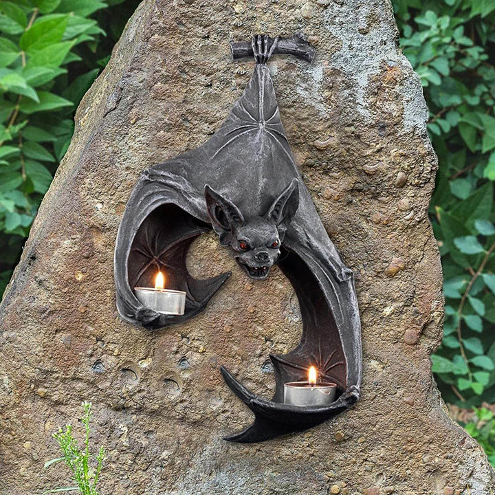 Black Bat Tea Light Candle Holder Wall Sconce - The Pagan Grimoire
