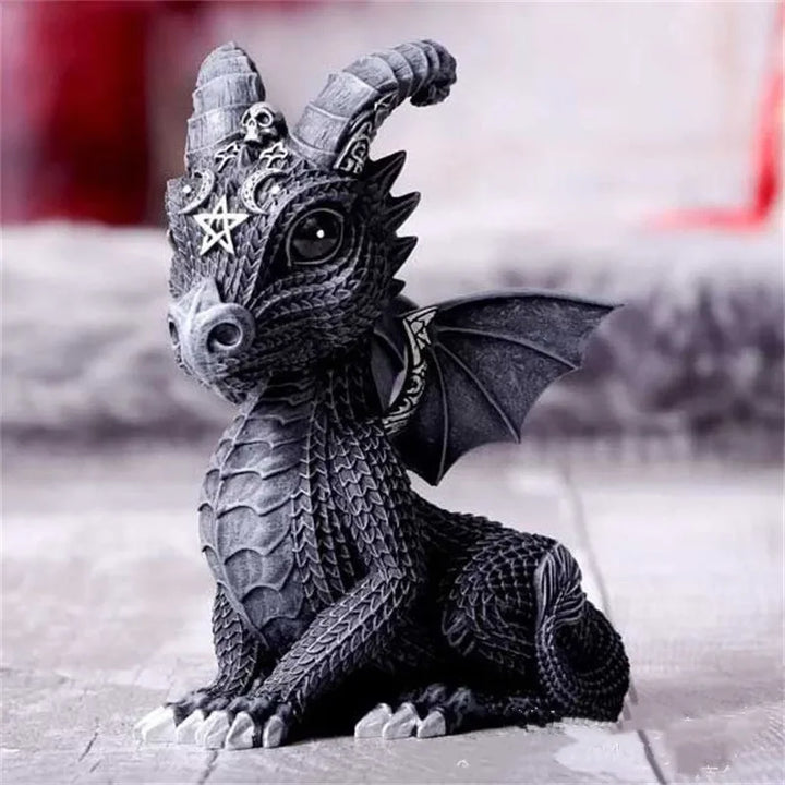 Black Occult Dragon Figurine
