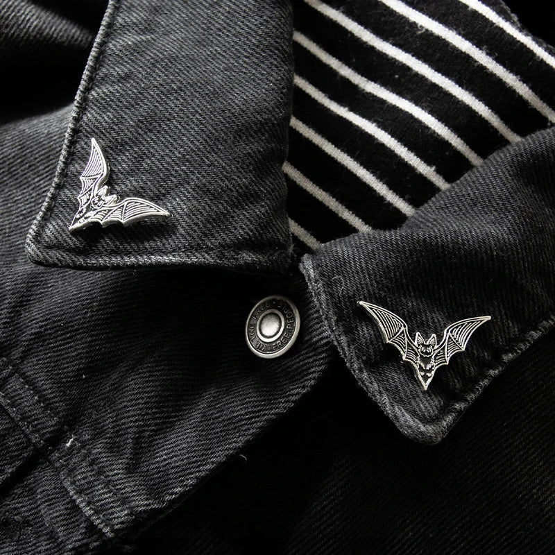 Gothic Bat Enamel Pin Set – Spooky Halloween Brooches – The Pagan Grimoire
