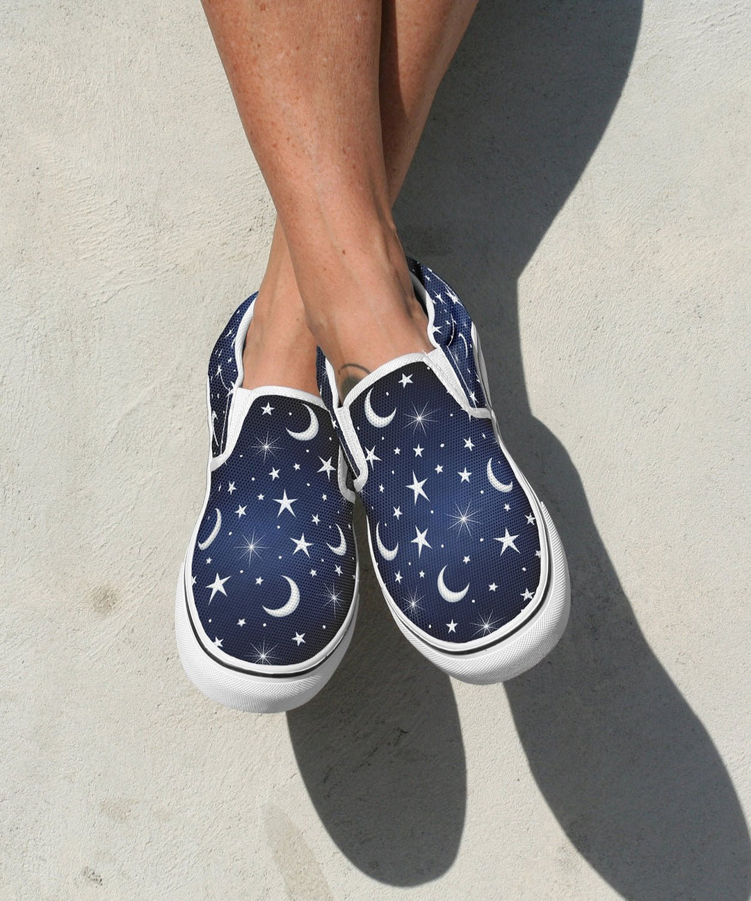 Silver Stars and Moon Slip On Shoes - The Pagan Grimoire