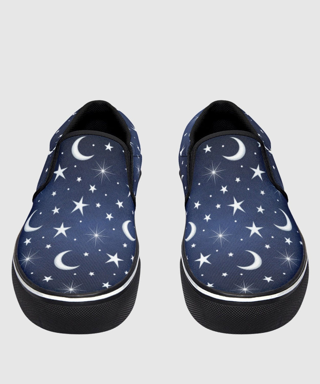 Silver Stars and Moon Slip On Shoes - The Pagan Grimoire