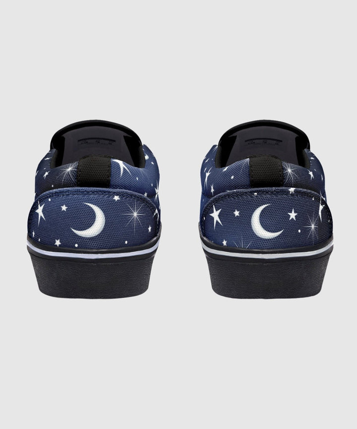 Silver Stars and Moon Slip On Shoes - The Pagan Grimoire