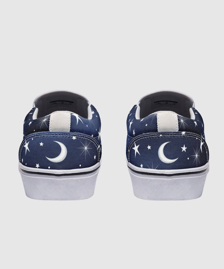 Silver Stars and Moon Slip On Shoes - The Pagan Grimoire