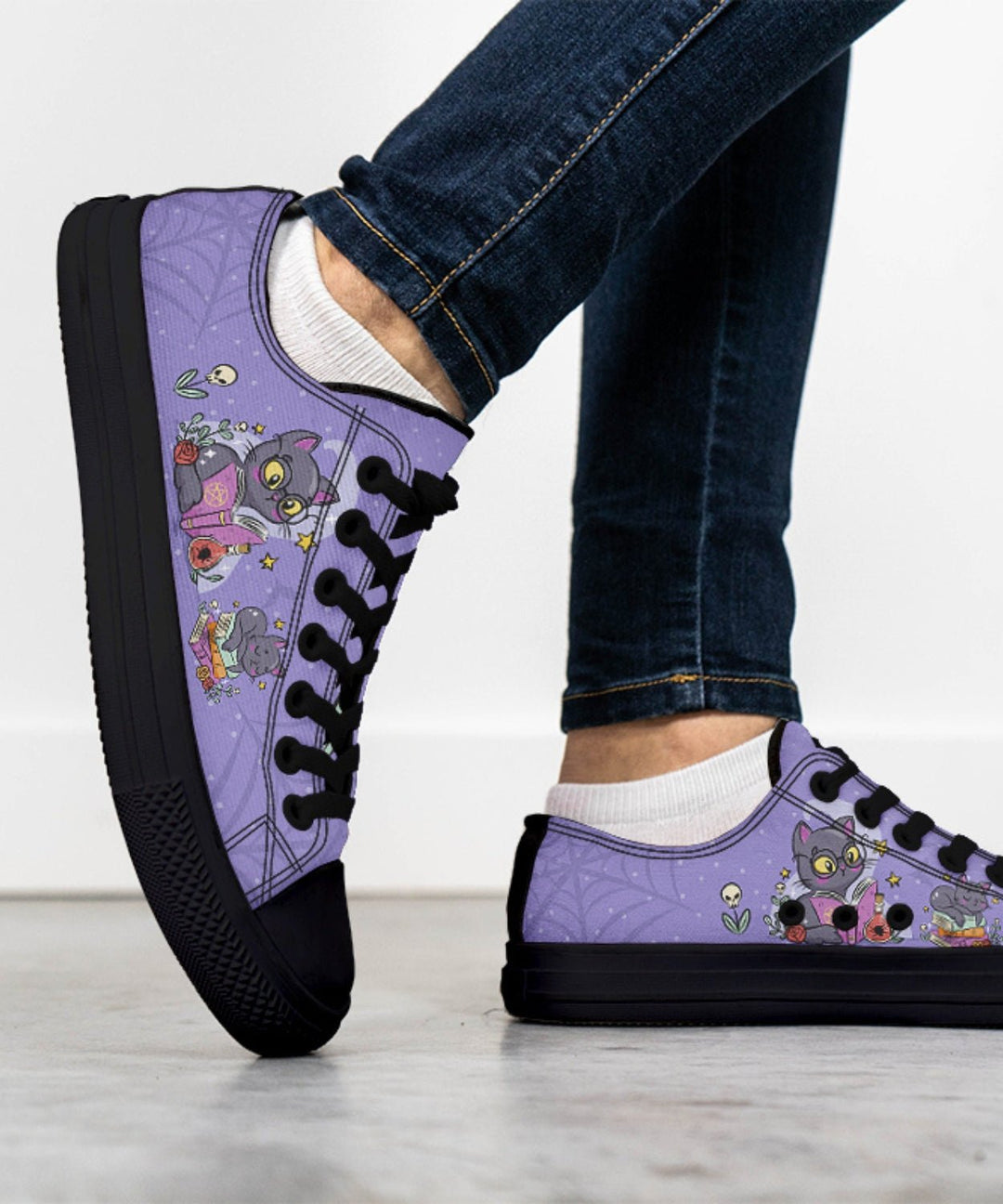 Spellbound Cat Low Tops - The Pagan Grimoire