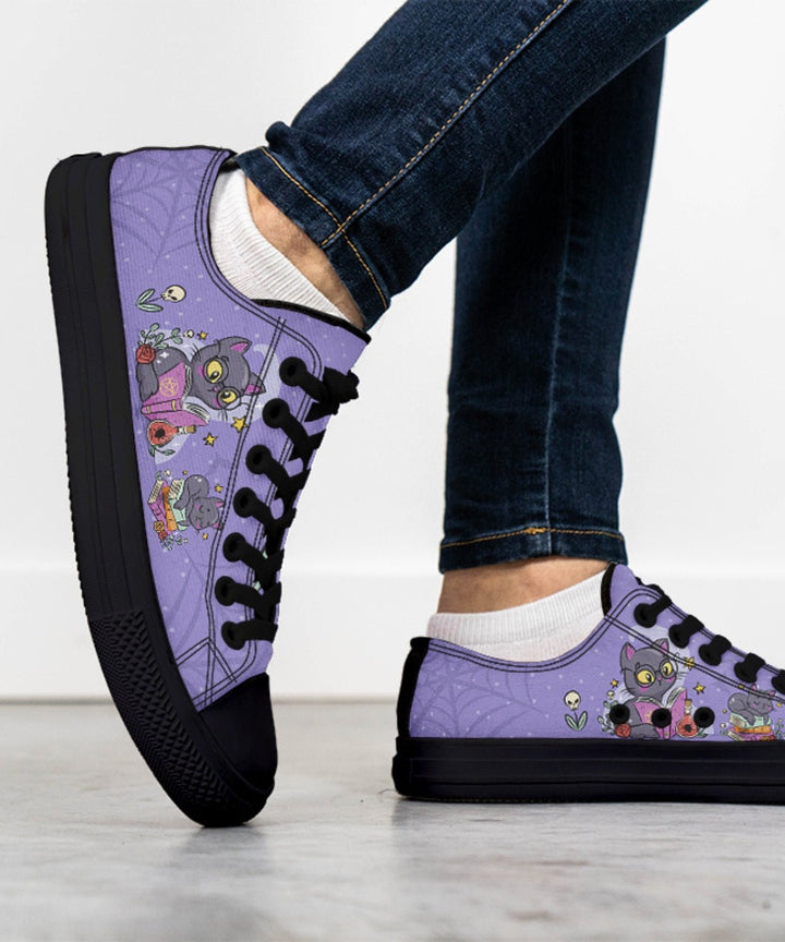 Spellbound Cat Low Tops - The Pagan Grimoire