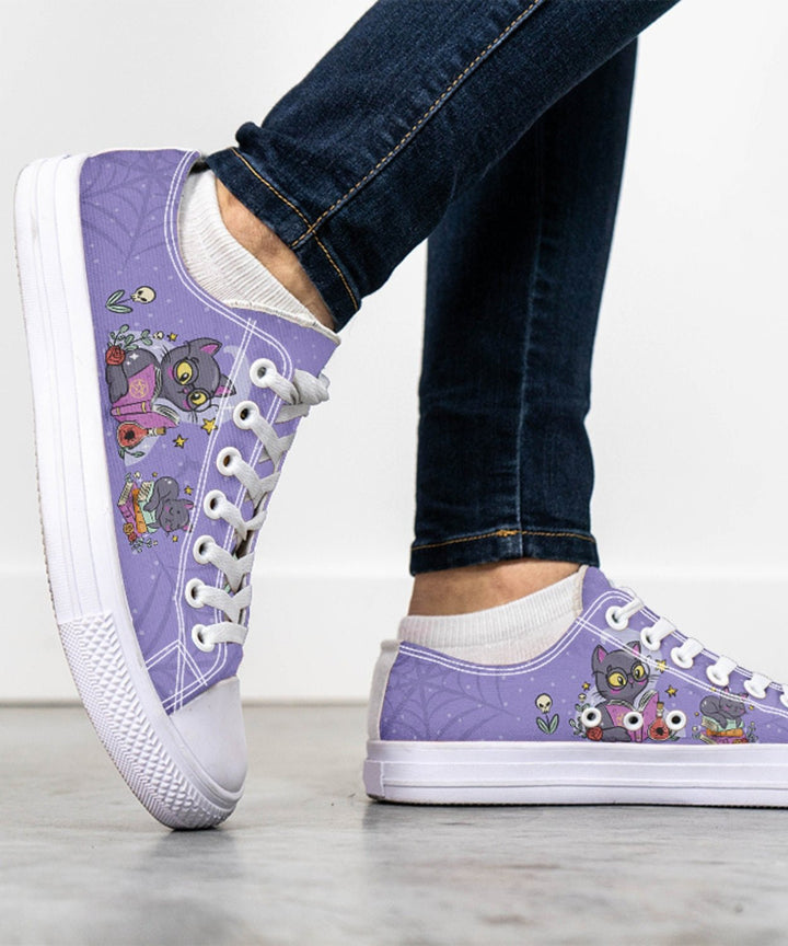 Spellbound Cat Low Tops - The Pagan Grimoire