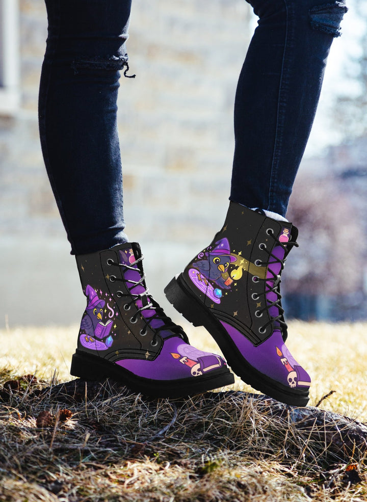 Spellcasting Raven Combat Boots - The Pagan Grimoire