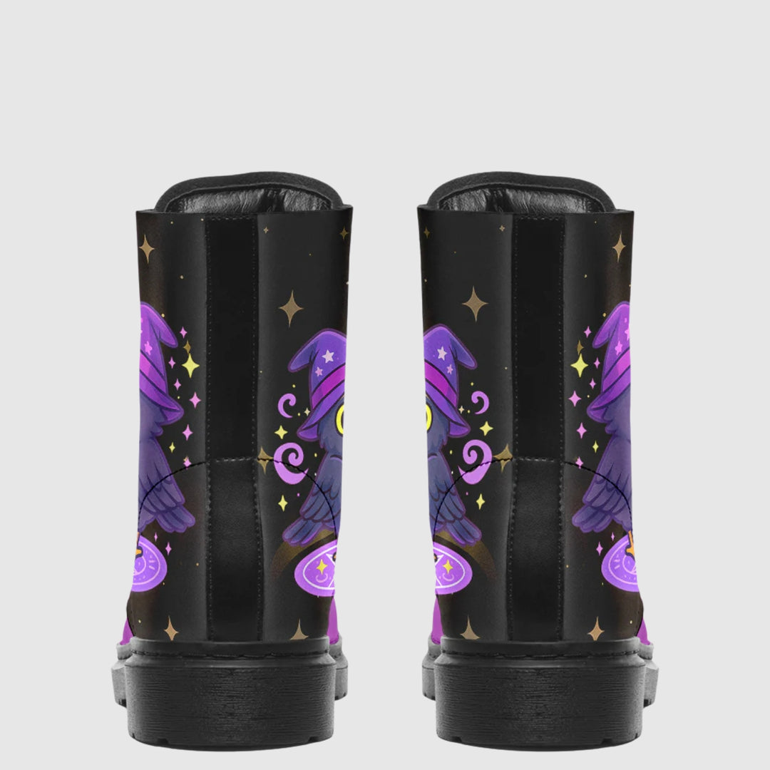 Spellcasting Raven Combat Boots - The Pagan Grimoire