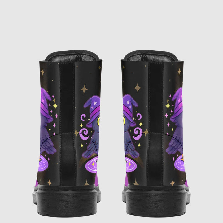 Spellcasting Raven Combat Boots - The Pagan Grimoire