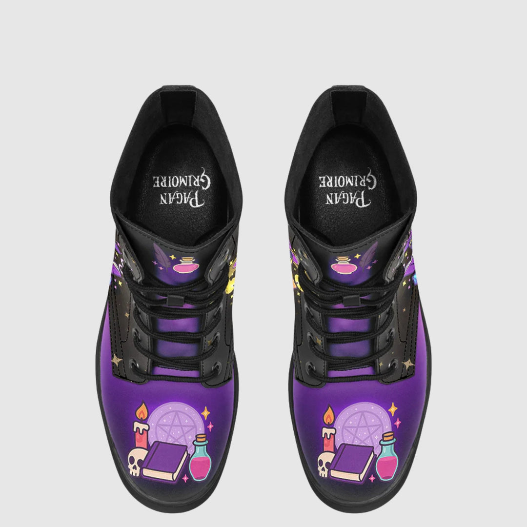 Spellcasting Raven Combat Boots - The Pagan Grimoire