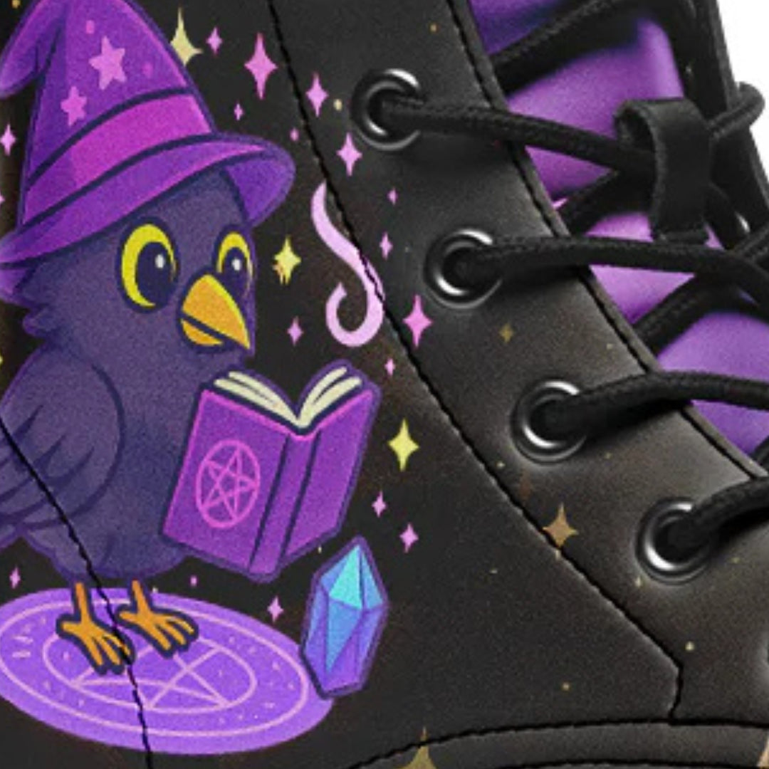 Spellcasting Raven Combat Boots - The Pagan Grimoire