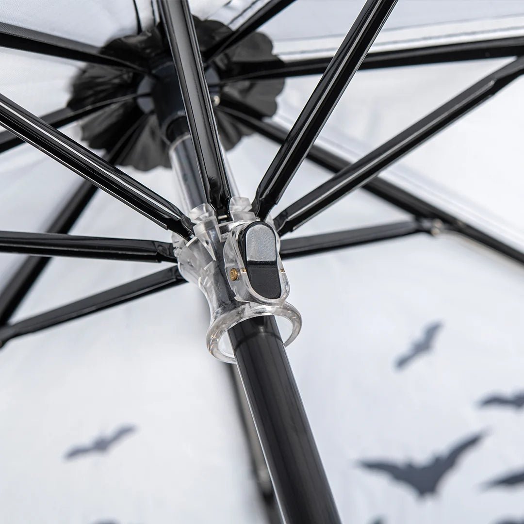 Close-up of an umbrella handle with a blurred background