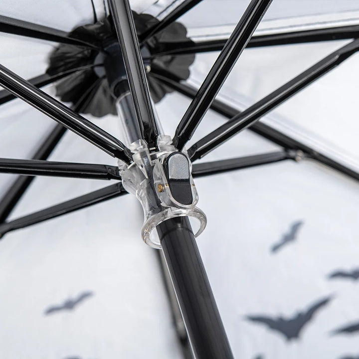 Close-up of an umbrella handle with a blurred background