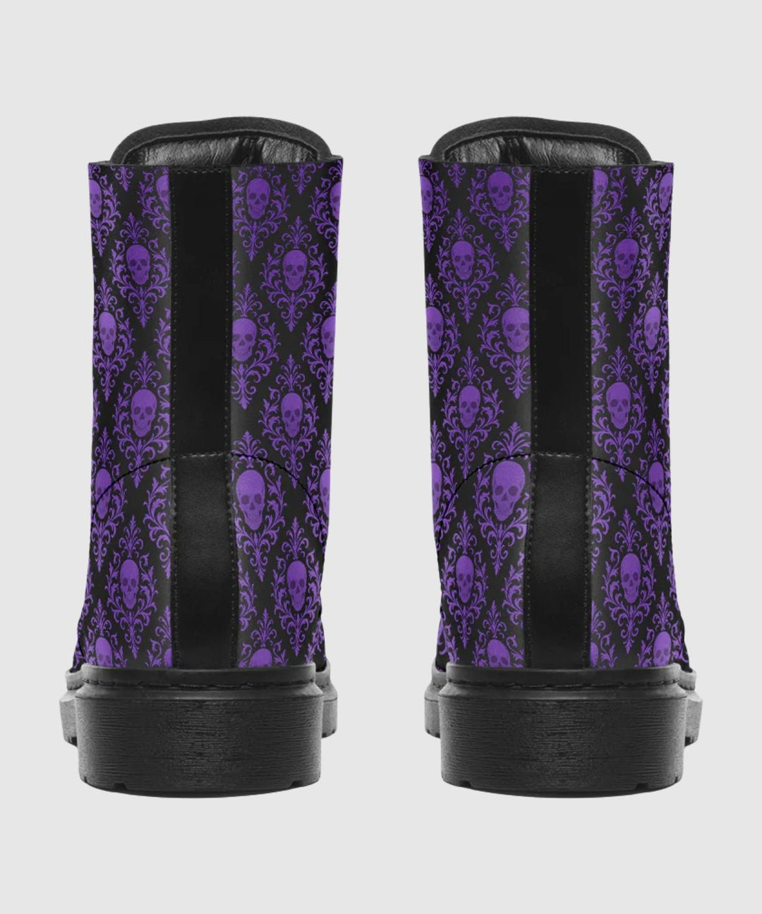 Victorian Skull Damask Boots - The Pagan Grimoire
