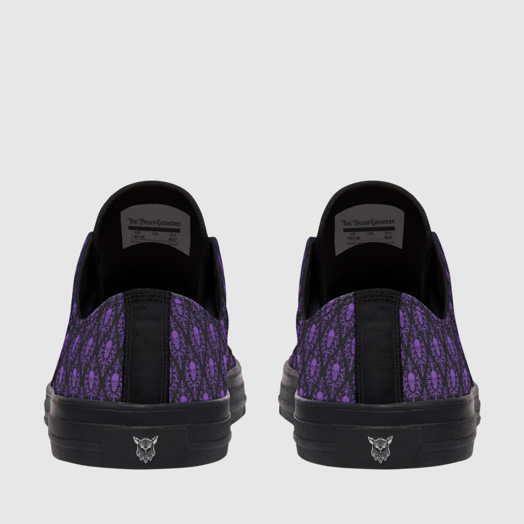 Victorian Skull Damask Lowtop Sneakers - The Pagan Grimoire